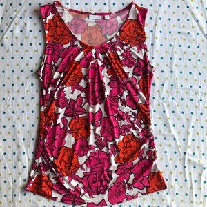New York & Company Pink and Orange Floral Top